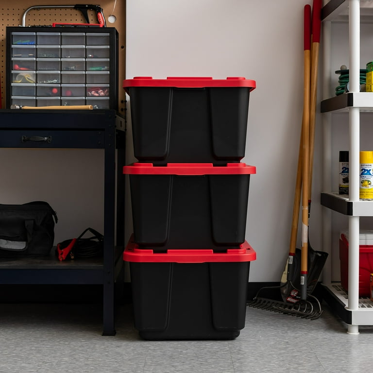 Really Good Stuff Stackable Storage Tubs with Locking Lids, Lg., Red