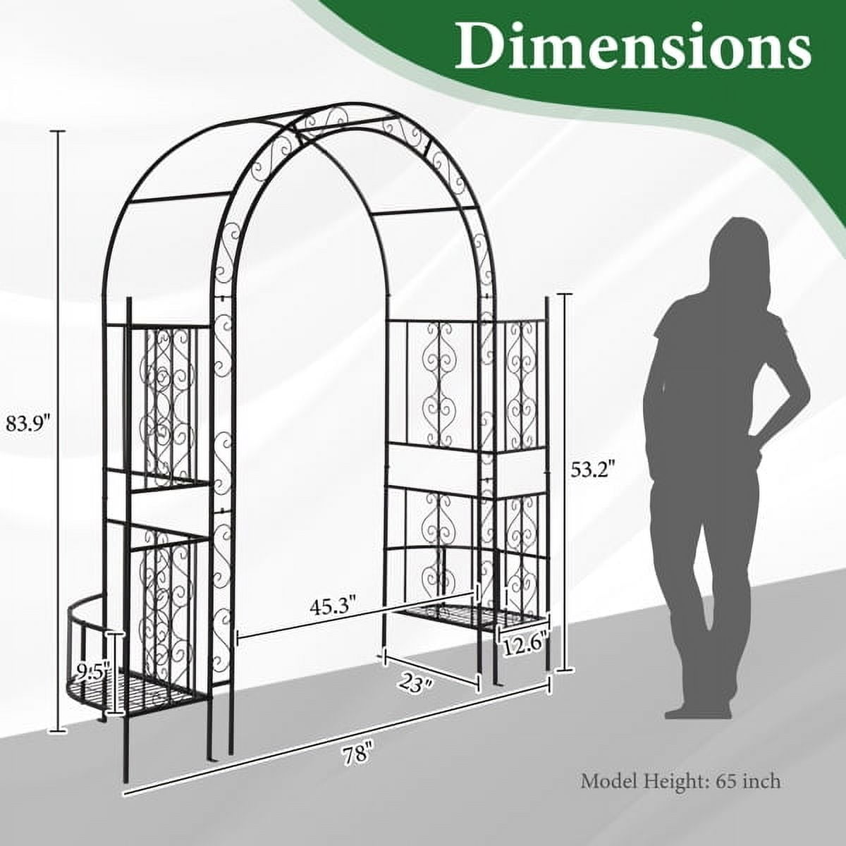 78*23*83.9 Arc Roof Double Layer Arch Courtyard Black