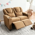 thumbnail image 4 of Suri Brown Childrens Push Back Loveseat Recliner Microfiber Double Seat&nbsp;, 4 of 11