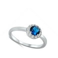 thumbnail image 4 of Women's Blue Simulated Sapphire Halo Wedding Ring .925 Sterling Silver Band CZ Female Size 5, 4 of 4