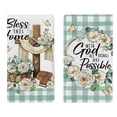 thumbnail image 2 of 2PCS Kitchen Dish Towel, Inspirational Floral Drying Hand Towel Baking Cooking Cloth, Flowers Buffalo Plaid Farmhouse Home Decoration, 2 of 9