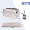 thumbnail image 2 of Stainless Steel Cat Litter Box with Lid, 20" L x 14.2" W x 11.8" H, Extra Large Litter Box for Big Cats with High Sided, Anti-Urine Leakage, Easy Cleaning, Include Cat Mat and Scoop, 2 of 9