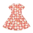 thumbnail image 4 of yuCgh Girls Easter Party Dress, Short Sleeve Summer Dress with Pocket & Floral Print, Lightweight Casual Easter Dress for Children,Red 110, 4 of 5