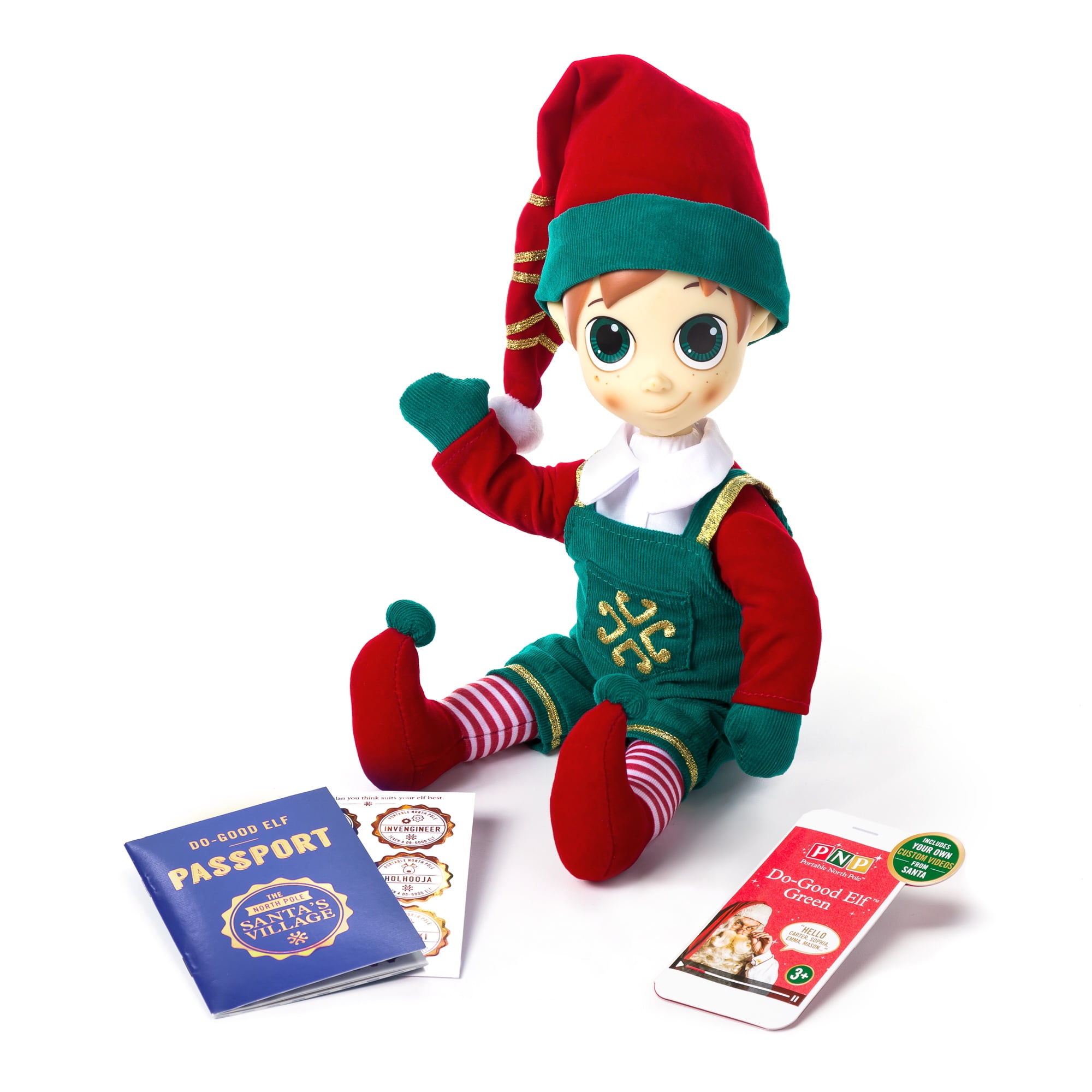 Passport /& Stickers with 4 Videos from Santa Red PNP Posable Do-Good Elf