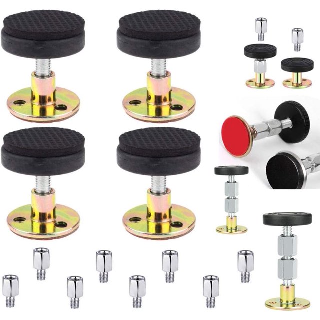 4 Piezas Herramienta Antivibración de Marco de Cama Roscado Ajustable, Topes de Cabecera Mesita de Noche Fijador Antivibración de Ruido Tapones de Cama para Muebles de Cama para el Hogar Soporte de Pared ER