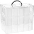 thumbnail image 1 of MesaSe Casewin 3-Tier Stackable Storage Container with 30 Compartments(Adjustable) Plastic Organizer Box for Organizing Arts and Crafts Toy Washi Tapes Jewelry Hair Accessories 9.85X7.08X, 1 of 8