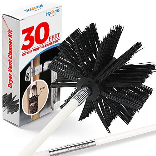 Holikme Brosse de Nettoyage pour Évent de Sécheuse 30 Pieds, Détartrant, Brosses pour Cheminée, s'Étend jusqu'à 30 Pieds, Tête de Brosse Synthétique, à Utiliser avec Ou Sans Perceuse Électrique