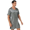 thumbnail image 4 of iEFiEL Mens Satin Nightgown V Neck Short Sleeve Sleepwear Homewear, 4 of 7