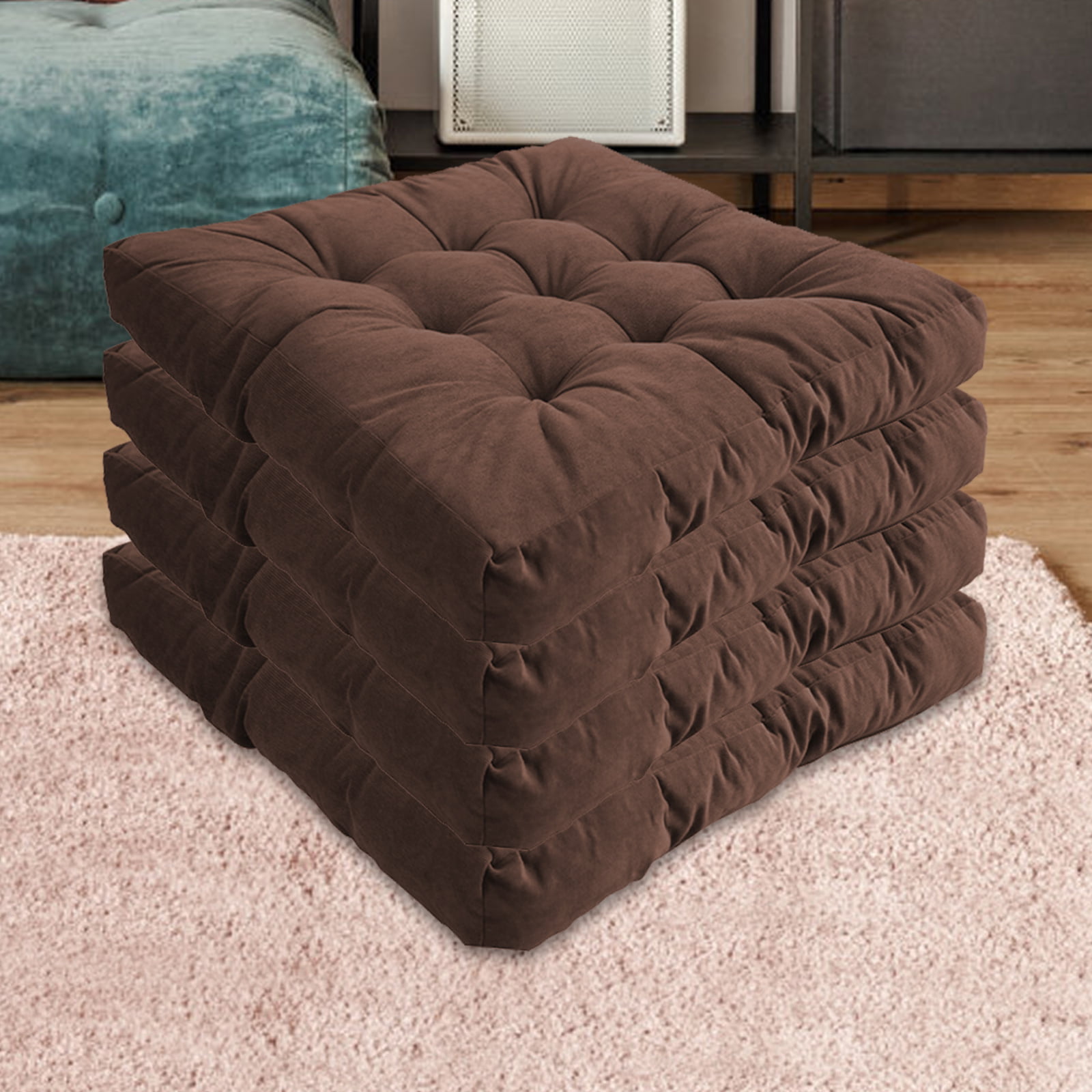  Verpert Square Thick Floor Seating Cushions,Solid Thick Tufted  Cushion Meditation Pillow for Sitting on Floor,Tatami Pad for Guests or  Kids Reading Nook,Yoga Living Room Sofa Balcony Outdoor (Beige) : Home 