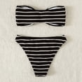 thumbnail image 4 of Swimsuits for Women Ribbed Bikini Colorblock Cutout Backless Bikini Set Black Women's Swimwear M, 4 of 7