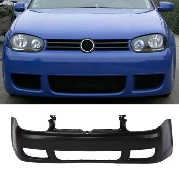 R32 Style Front Bumper Cover Unpainted Steel Mesh Fit 99-05 Volkswagen Golf MK4