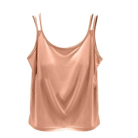 Yuzhih Built in Bra Pajama Tank Tops for Women 2025 Summer Casual Adjustable Spaghetti Strap Pjs Camisole Tops
