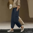 thumbnail image 7 of OWUUcdse Women's Jogger Pants, Outdoor Elastic Waist Drawstring Casual Cargo Pants Navy Size L, 7 of 7