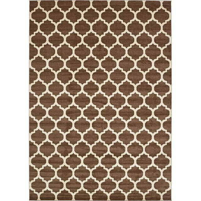Unique Loom Trellis Lattice Design Area Rug 10' x 14' Rectangle Brown/Beige