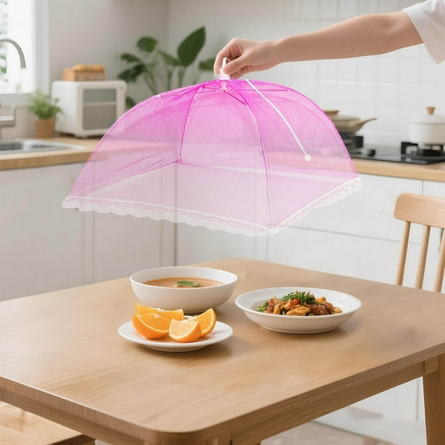 Reusable Mesh Food Cover Foldable Screen Protector for Cakes Fruits Picnic BBQ and Indoor Outdoor Dining
