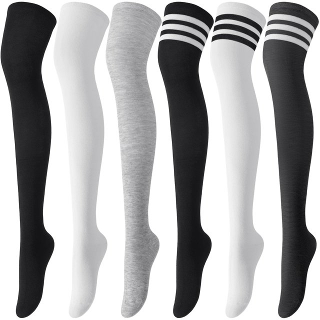 Calcetines hasta el muslo Trifabricy para mujer, invierno, 6 pares