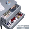 thumbnail image 6 of 【HOSTK】Grey Modern Wooden Nightstand - 2 Drawers with Metal Legs, Multi-Use Bedside Side Table for Bedroom & Living Room, 6 of 7