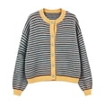 thumbnail image 5 of Womens Striped Cardigan Sweaters Long Sleeve Button Up Knit Tops Oversized Button Down Fall Winter Cardigan (Z001#-Coffee XL), 5 of 5