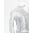 thumbnail image 4 of Sholeno Kids Girls Sequin Latin Dance Tassel Dress Leotard Shiny Asymmetrical Shoulder Fringe Skirted Bodysuit Silver 6, 4 of 7