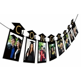 Graduation Banners with Photo Party Decoration Supplies - 2022 Congrats Grad Garland Decorations Favors 9.84ft