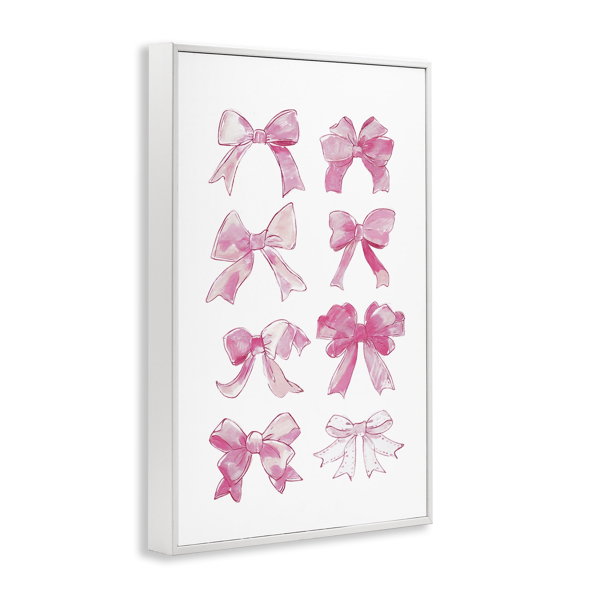 Stupell Industries Rows Of Pink Bows Beauty & Fashion Painting White Framed Art Print Wall Art, 12 x 18