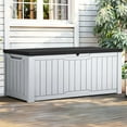 thumbnail image 2 of REKHH  120 Gallon Large Deck Box, Resin Outdoor Storage Box with Lockable Black Lid for Outdoor Pillows, Garden Tools and Pool Supplies, Waterproof, Lockable,, 2 of 3