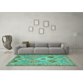 thumbnail image 3 of Ahgly Company Machine Washable Indoor Rectangle Southwestern Turquoise Blue Country Area Rugs, 8' x 12', 3 of 4