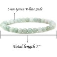 thumbnail image 2 of Angelstones Bracelet Extensible Unisexe en Perles Rondes de 6 mm en Jade Vert Naturel et Blanc 7 Pouces, 2 of 5