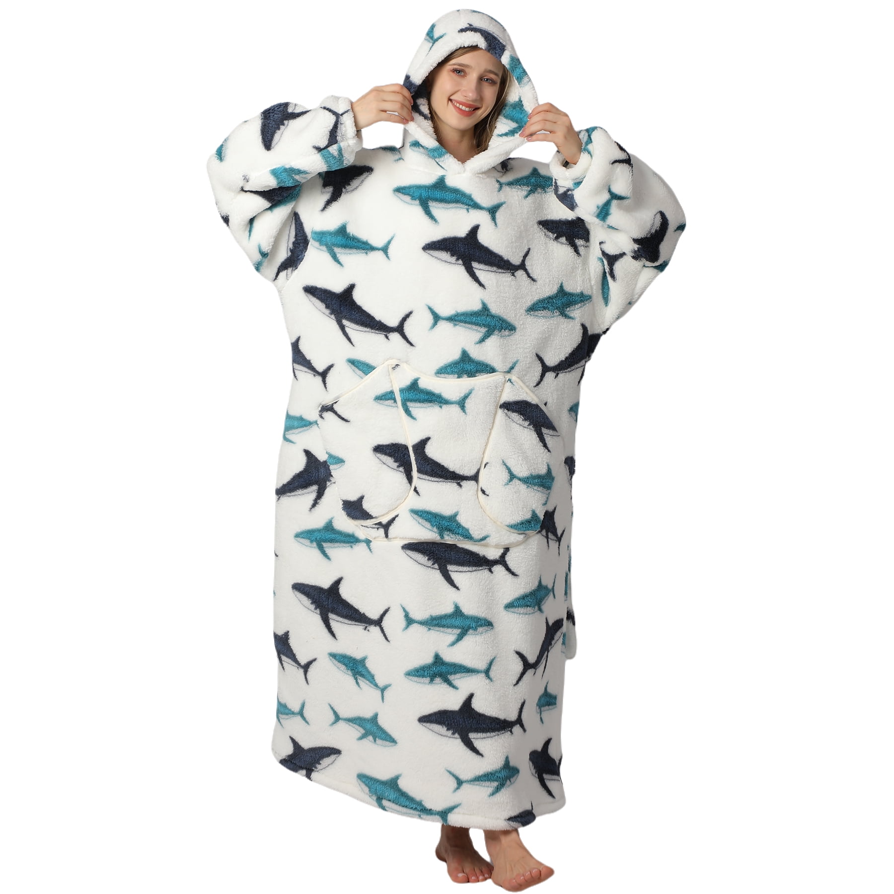 Wearable Blanket Hoodie for Women Men Adult Oversized Hooded Blanket Cozy Sweater Super Soft Comfortable Wearable Blanket with Sleeves Hoodie Sweatshirt with Pockets