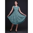 thumbnail image 4 of Bimba Green Sparrow & Goldfinch Bird Printed Knee Length Ladies Sleeveless Holiday Wear Tank Dress-X-Large, 4 of 6