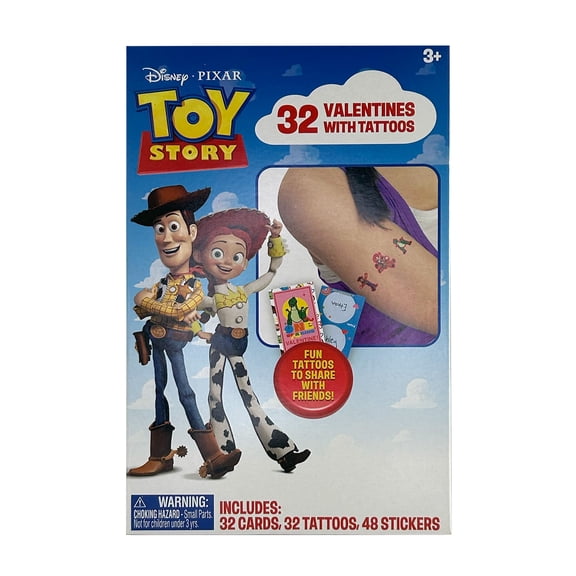 Disney Toy Story Valentine's Day Exchange Cards with Tattoos, 32 Count