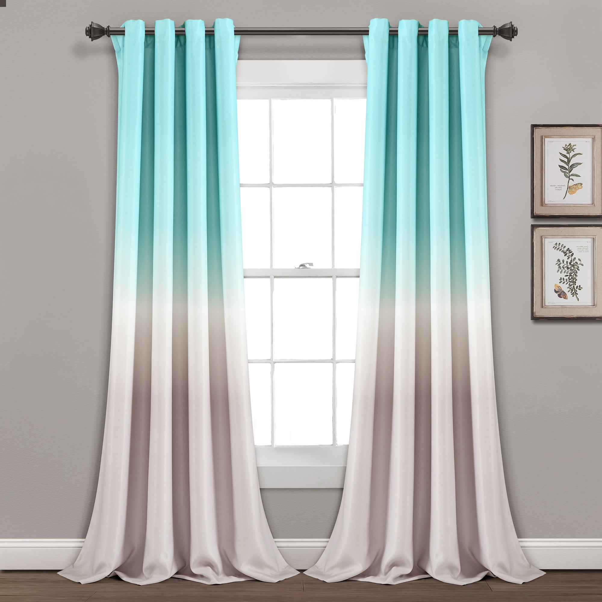 Lush Decor Umbre Fiesta Room Darkening 84" x 52" Ombre Aqua 100%