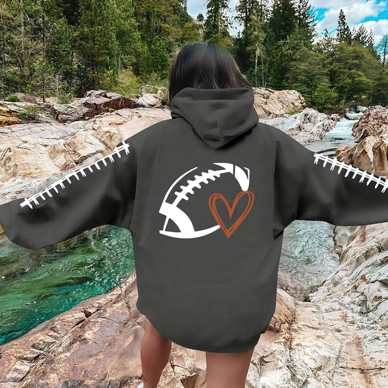 IYYVV Sorry Can T Football Bye Hoodie Game Day Sweatshirt Women Vintage Football Season Pullover Tops Football Mom Shirts With Pocket Dark Gray XL Walmart