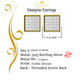thumbnail image 3 of King of Bling's Yellow 925 Silver Cubic Zirconia 0.40ct Women's & Men's Hip Hop Square Earrings, 3 of 8