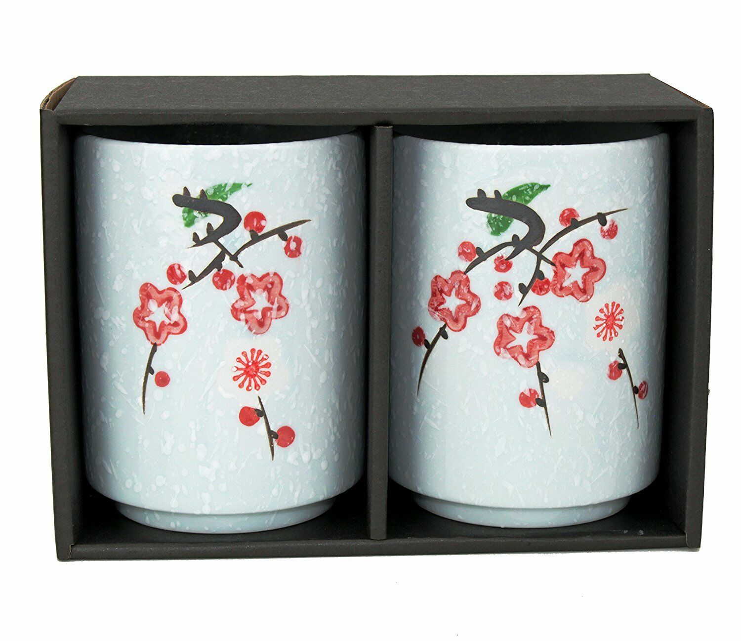 thumbnail image 2 of 2 Porcelain Green Black Tea Coffee Cups Japanese Sakura Cherry Blossom Set F15689, 2 of 3