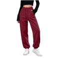 thumbnail image 6 of XUNKUSGA Women's Baggy Sweatpants Casual High Elastic Waist Cinch Bottom Sweat Pants Soft Comfy Solid Color Joggers Athletic Pants with Pockets and Drawstring M, 6 of 10