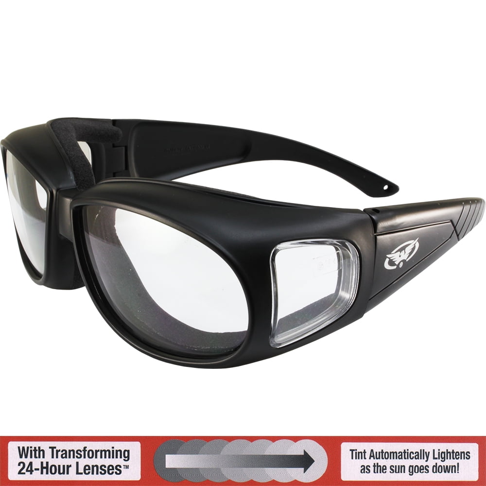 FITS OVER Photochromic Transforming 24-Hour Motorcyle Glasses  OUTFITTER-24 