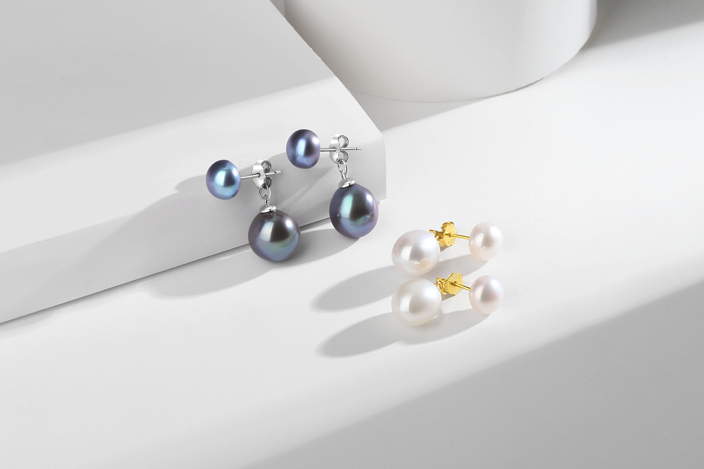 Black Pearl Drop & Dangle Earrings for Women - 925 Sterling Silver Freshwater Cultured Pearls, Hypoallergenic Elegant Jewelry Gift for Her