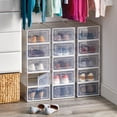 thumbnail image 3 of mDesign Plastic Stackable Closet Shoe Storage Box, Side Opening, 12 Pack, Clear, 3 of 9