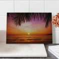 thumbnail image 2 of Tropical Cutting Board, Exotic Sunset Above the Sea Scenery from Coconut Palm Tree Leaf Heaven Picture, Decorative Tempered Glass Cutting and Serving Board, Small Size, Pink Orange, by Ambesonne, 2 of 5