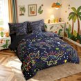 thumbnail image 2 of meiyoeat Galaxy Dino Twin Bedding for Boys, Neon Line Space Skeleton Bedding Comforter Set, Dark Navy, Black Reversible, 7 Pieces, 2 of 5