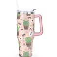 thumbnail image 2 of 40oz Cartoon Funny Cactus Stainless Steel Flip Straw Tumbler Spill Proof Travel Cup Double Wall Vacuum Insulated Coffee Mug with Top Handle, 2 of 6