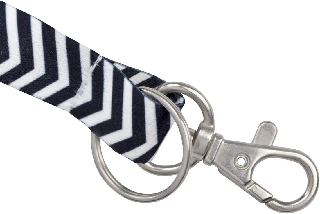 10 Pack - Cute Chevron Lanyard with Lobster Claw Clasp and Key Chain Ring - Keychain Neck Strap for Badge Holder, Keys and I’d Cards by Specialist ID (Black)