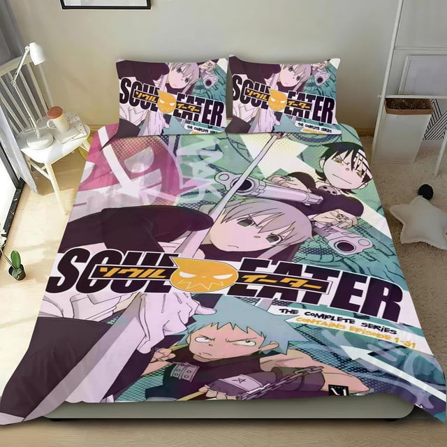 Soul Eater Conjunto de sábanas temático, trío de piezas, cómodo y amigable con la piel, diseño único, regalo de decoración para el hogar para familiares, amigos y fans,140cm *210cm