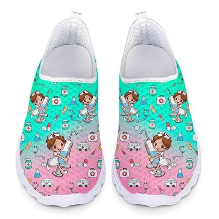 

Gradient Cartoon Nurse Premium Sketch Print Loafers Women Casual Shoes Slip On Flat Nursing Shoes Woman Summer Ladies Sneakers