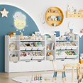 thumbnail image 6 of Toy Storage Organizer with 3 Movable Drawers, Kids Bookshelf with 6 Plastic Bins & 2 Storage Cubbies, Toy Chest with Hidden Wheels, Toy Storage Box for Playroom, Classroom, Kids Ro, 6 of 6