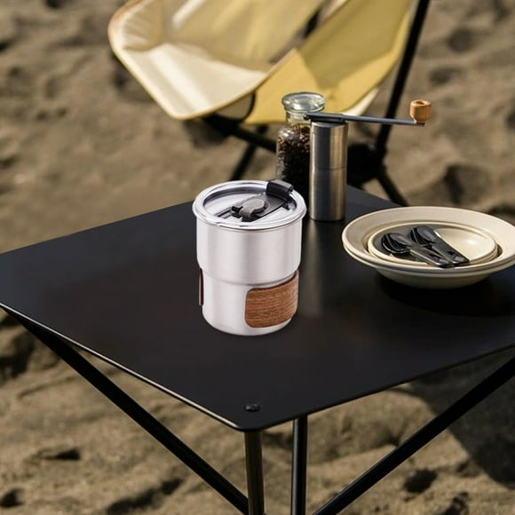 Stainless Steel Cup 300mL Outdoor Camping Coffee Cup Cold Drink Cup Beer Mug Solid Wood Cup Sleeve 304 Stainless Steel Food Grade Cup Camping Equipment