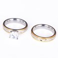 thumbnail image 3 of Grandest Birch 2 Pcs Men Women Creative CZ Inlaid Wedding Bands Lover's Ring Set Bridal Jewelry Stainless Steel, Cubic Zirconia B, 3 of 4