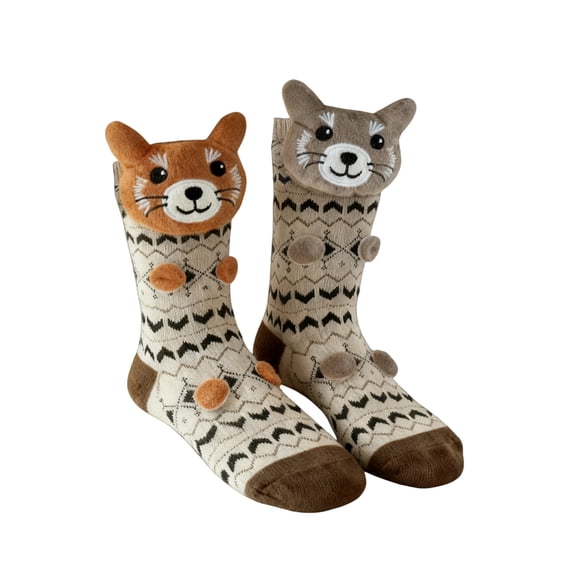 3d Knit Animal Socks Hand Crocheted Animal Socks Bear Socks 3d Animal Socks Fun Socks Novelty Animal Hug Sock Funny Christmas Fuzzy Sock for Women