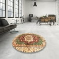 thumbnail image 4 of Ahgly Company Machine Washable Indoor Round Abstract Yellow Area Rugs, 7' Round, 4 of 7